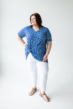 EXTRA LONG TUNIC WITH V-NECK IN BRIGHT BLUE