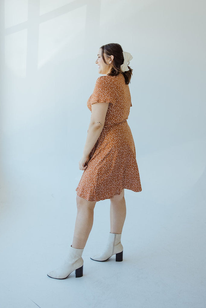 Rust polka dot wrap dress hot sale