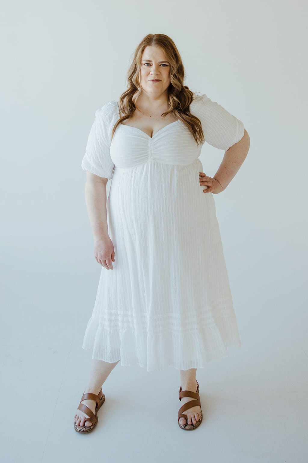 GAUZY STRIPED BABYDOLL DRESS 2x / Linen