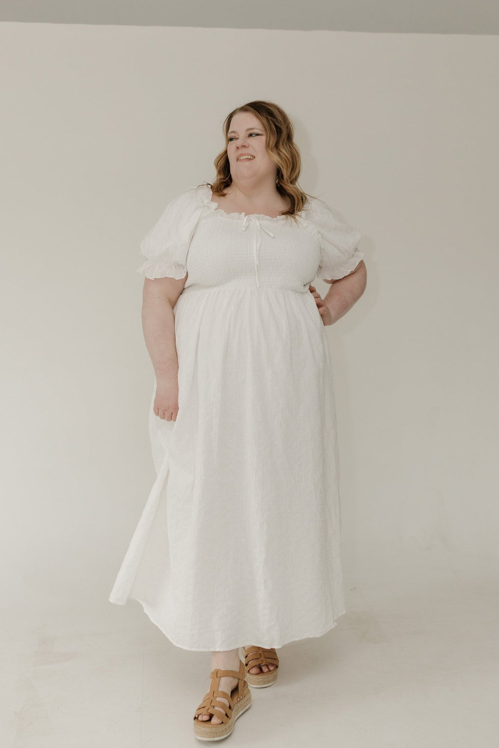 cotton eyelet dress plus size Smocked Eyelet Midi Dress – Cotton