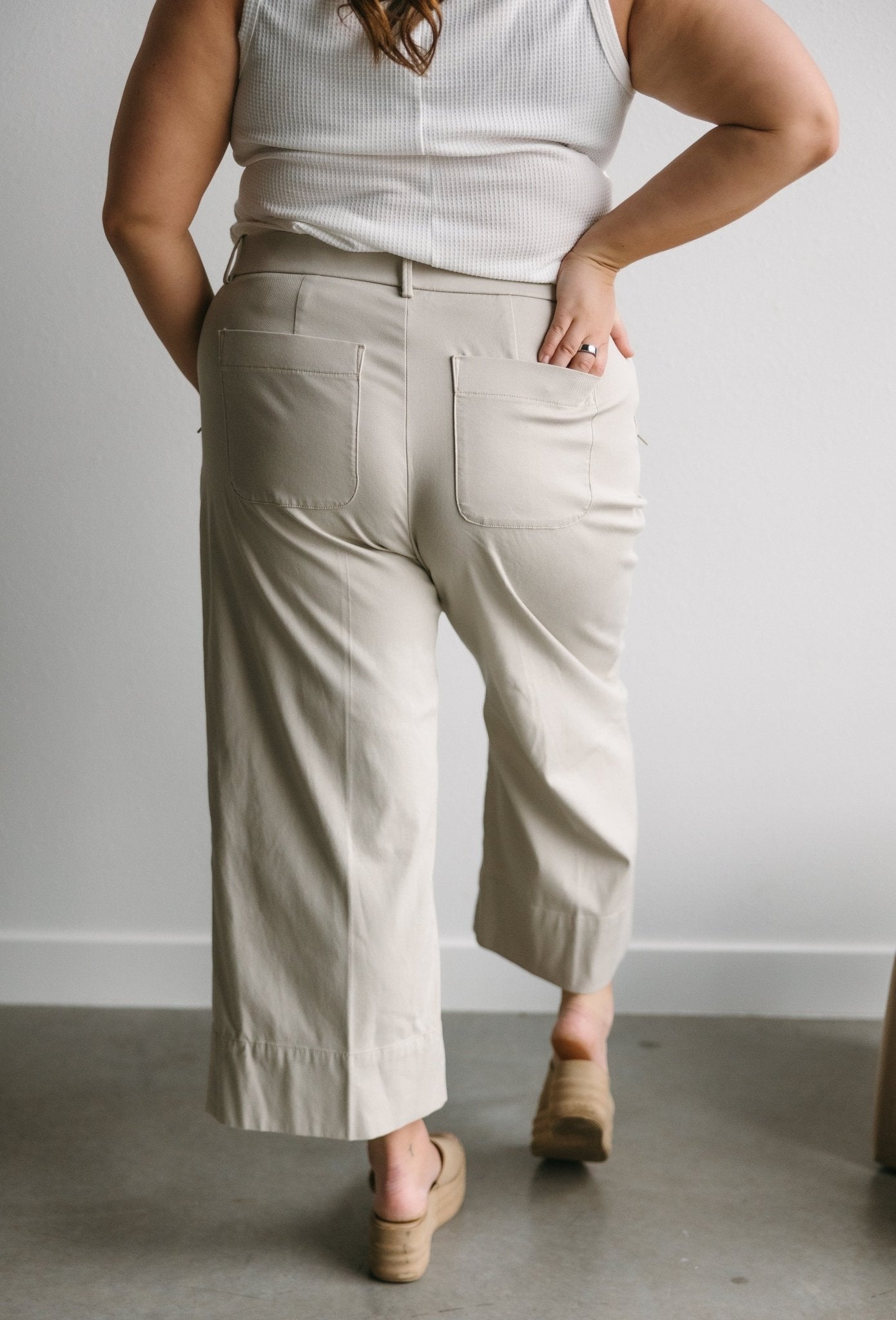 SPANXsupersmooth™ Stretch Twill Cropped Wide Leg Pant in Bone