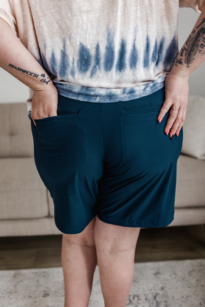 Spanx Women's Sunshine Shorts 10” Inseam Sunkissed Navy Blue Pull
