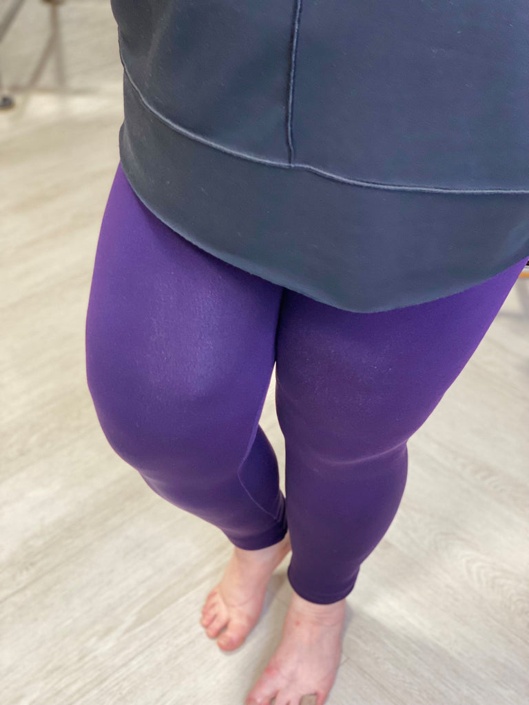 Women's Plus Size Purple Footed High Waist Thick Fleece Lined