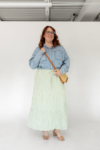 Ribbon Green Tiered Maxi Skirt: The Flowy "It" Skirt