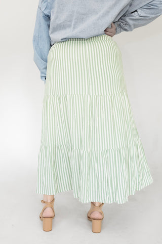Ribbon Green Tiered Maxi Skirt: The Flowy "It" Skirt