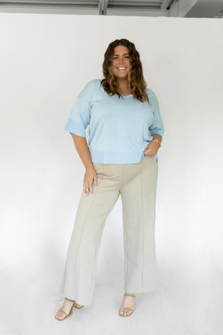 The Signature Dolman V-Neck: Airy Pale Blue Knit
