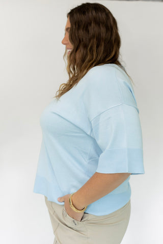 The Signature Dolman V-Neck: Airy Pale Blue Knit