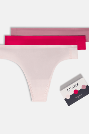 Spanx® Fit-To-You Thong 3-Pack Box in Pink Blossom, Fuchsia, Rosa