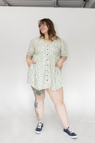 The Artisan Cotton Button-Front Fit & Flare – Dusty Turquoise