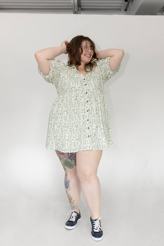 The Artisan Cotton Button-Front Fit & Flare – Dusty Turquoise