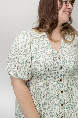 The Artisan Cotton Button-Front Fit & Flare – Dusty Turquoise