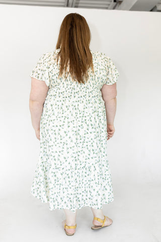 Blue Petal Smocked Floral Midi Dress