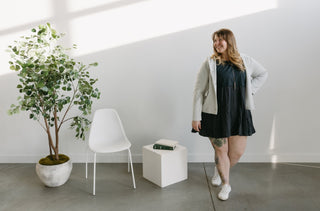 3/4 SLEEVE KNIT AND COTTON KNEE LENGTH DRESS IN SUMMER NIGHT SKY - Love Marlow