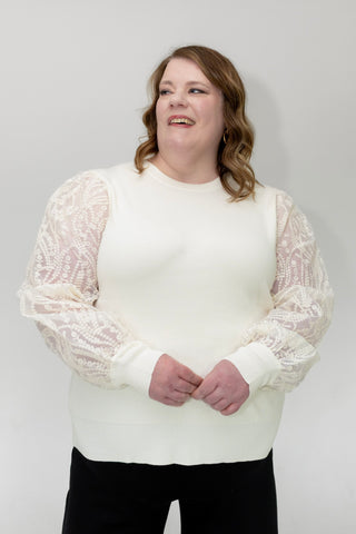 Embroidered Lace Knit Sweater – Summer Ecru