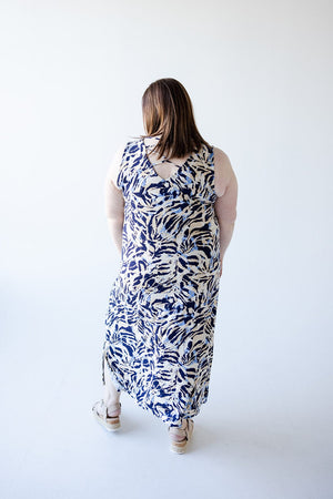 ABSTRACT PALM PRINT MAXI WITH BACK DETAIL