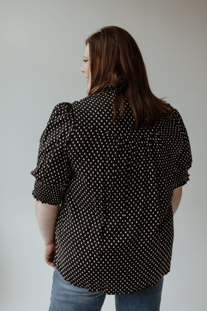 ABSTRACT DOT PUFF SLEEVE BLOUSE