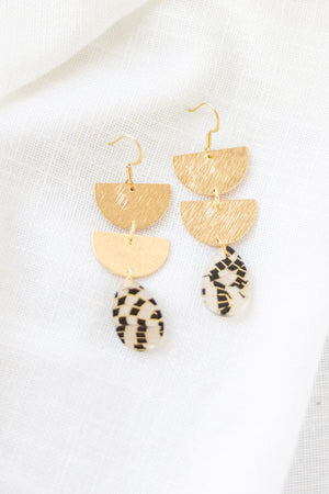 ARIA EARRINGS IN BLACK SHIMMER CHECKER