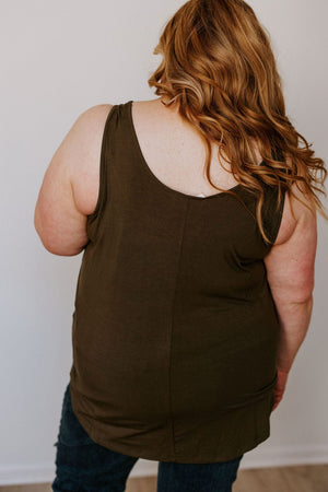 
            
                Load image into Gallery viewer, BASIC ROUND NECK TUNIC TANK IN ARMY
            
        