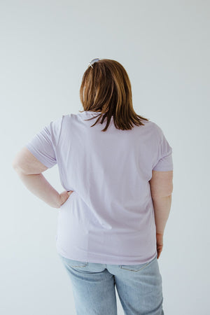 BASIC V-NECK TEE WITH SPARKLE IN FRESH LILAC