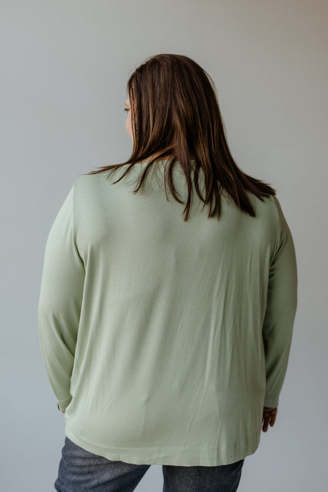 BASIC LONG SLEEVE TUNIC TEE IN WINTERGREEN