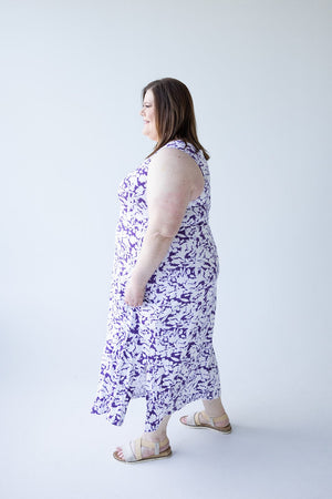 BLOT PATTERN MAXI WITH BACK DETAIL IN DEWBERRY