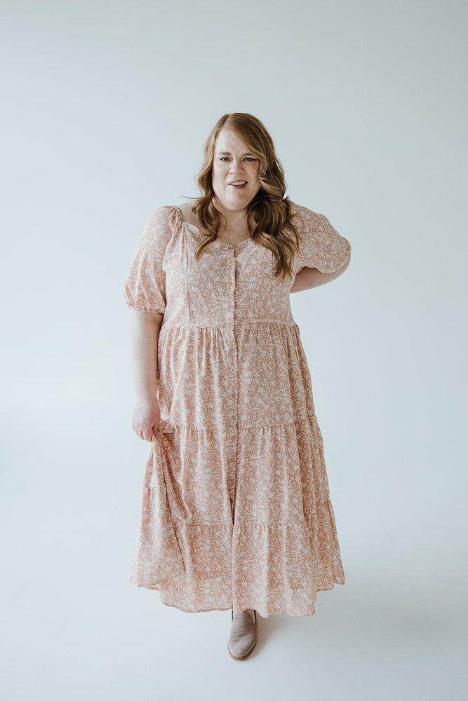 BOHO BUTTON-UP FLORAL DRESS IN SHELL PINK