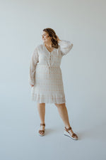 BOHO FLORAL DRESS WITH RUFFLE HEM IN VINTAGE OFF WHITE