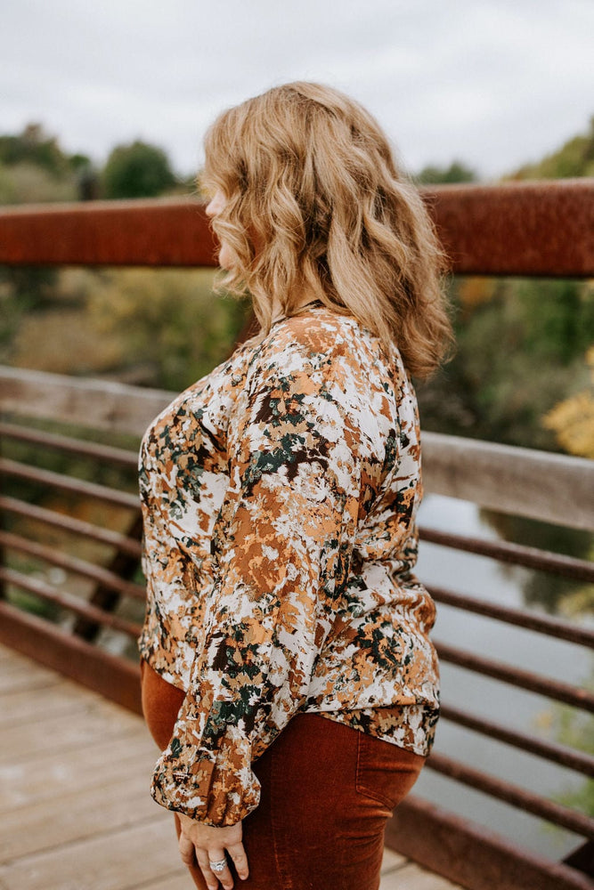 BREEZY FALL PATTERNED BLOUSE