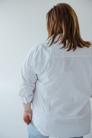 BUTTON-UP BLOUSE WITH RUCHED SLEEVES IN OFF-WHITE