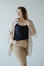 BUTTON-UP COLLARED TUNIC BLOUSE IN SAND