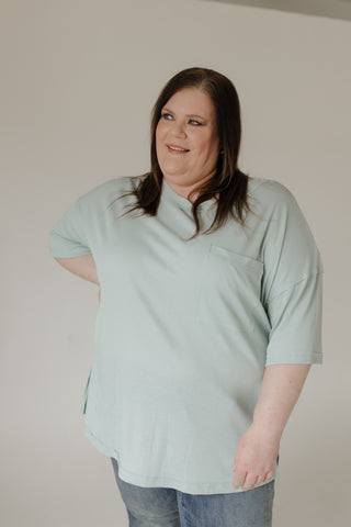 Baby Ribbed Boyfriend Knit Top – Mint