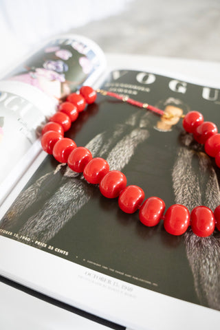 Bella Beaded Necklace – Red