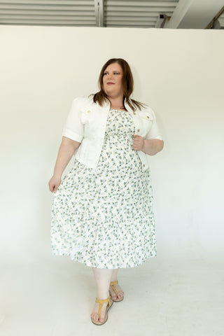 Blue Petal Smocked Floral Midi Dress