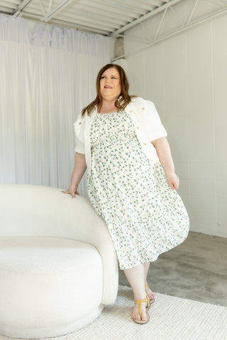 Blue Petal Smocked Floral Midi Dress