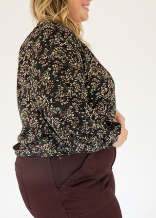 Boho Floral Button-Front Blouse – Dusklight Blossom