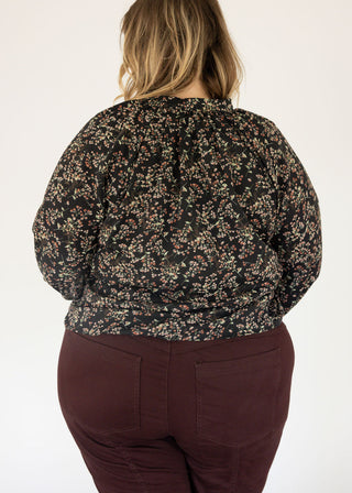 Boho Floral Button-Front Blouse – Dusklight Blossom
