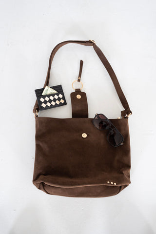 Boho Suede Bucket Bag – Chocolate