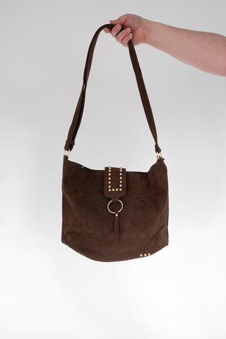 Boho Suede Bucket Bag – Chocolate