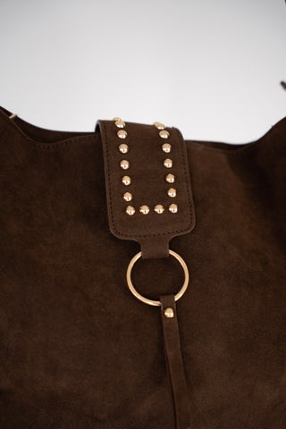 Boho Suede Bucket Bag – Chocolate