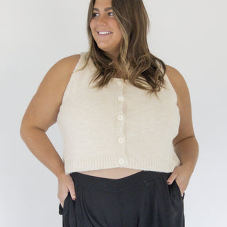Button-Front Sweater Vest – Buttercream