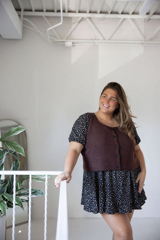 Button-Front Sweater Vest – Teddy Bear Brown