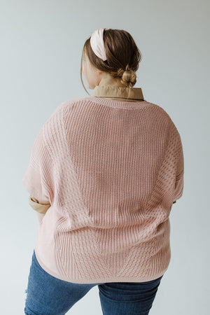 CABLE KNIT SHORT SLEEVE SWEATER