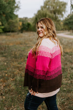 CLASSIC CARDIGAN WITH COLOR FADE IN PINK