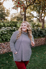 COWL NECK STRIPED LONG SLEEVE TUNIC