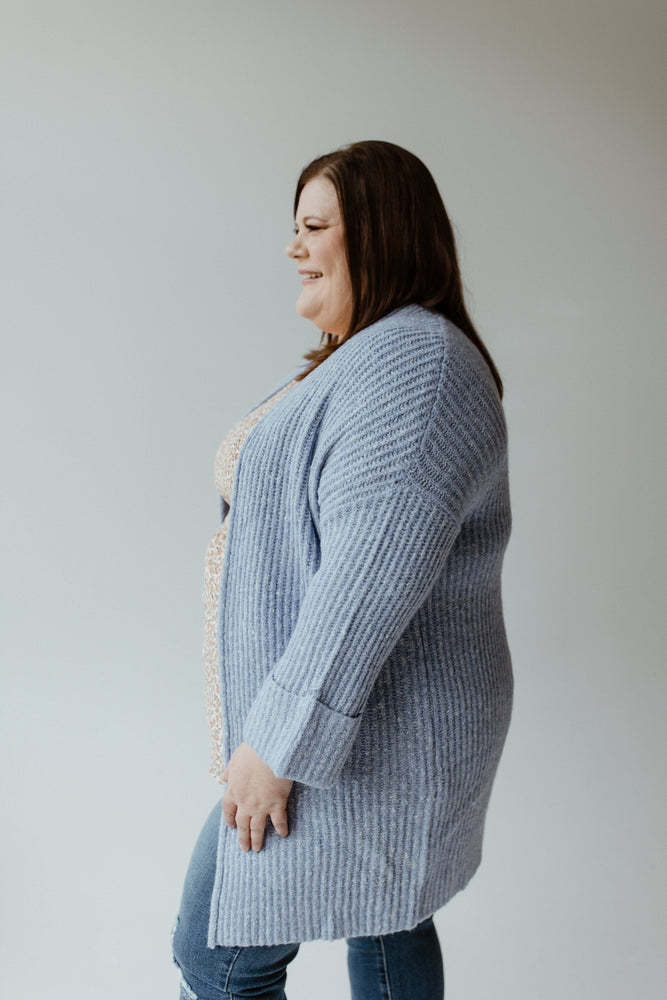 CUFFED AND BELTED CARDIGAN IN AUTUMN SKY