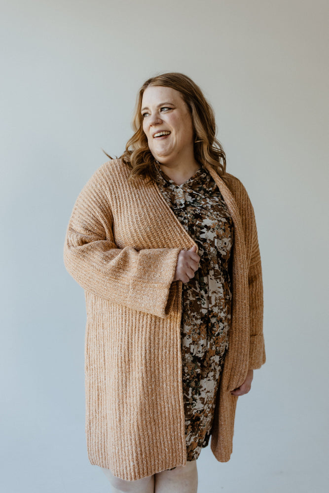 CUFFED AND BELTED CARDIGAN IN DUSTY TERRACOTTA