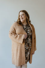 CUFFED AND BELTED CARDIGAN IN DUSTY TERRACOTTA