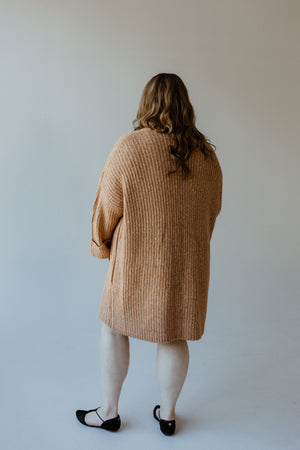 CUFFED AND BELTED CARDIGAN IN DUSTY TERRACOTTA