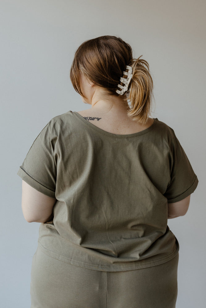 CUFFED LOUNGE SHIRT IN SOOTHING SAGE