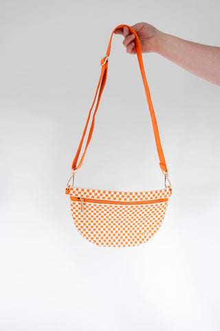Checkered Woven Bum Bag – Orange